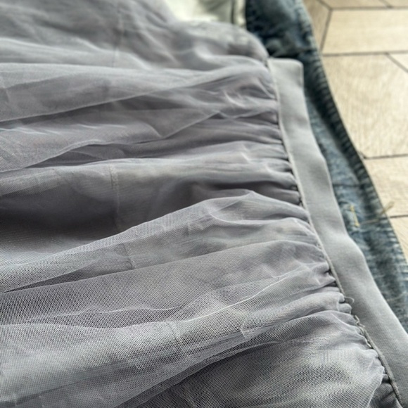 NWOT Chic Denim and Gray Layered Midi Skirt - Picture 9 of 12